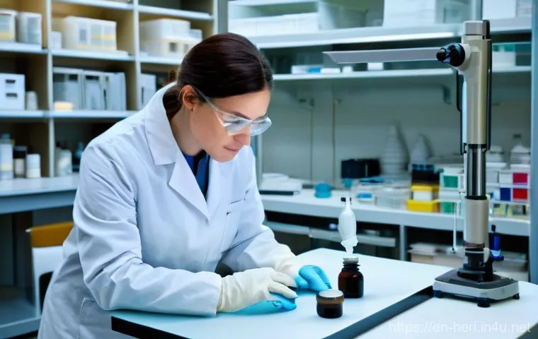 문화재수리기술자 교육 과정 후기 - **Prompt:** A highly detailed, realistic photograph of an object conservator, wearing a clean white ...